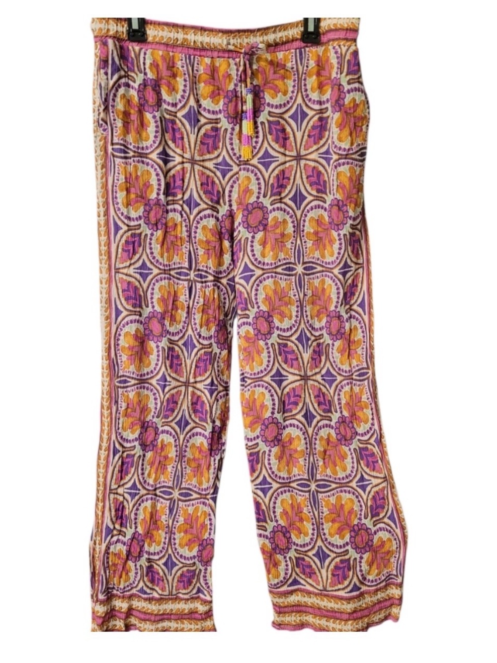 Haute Hippie Multicolor Floral-Print Garment — Pink, Mustard & Cream